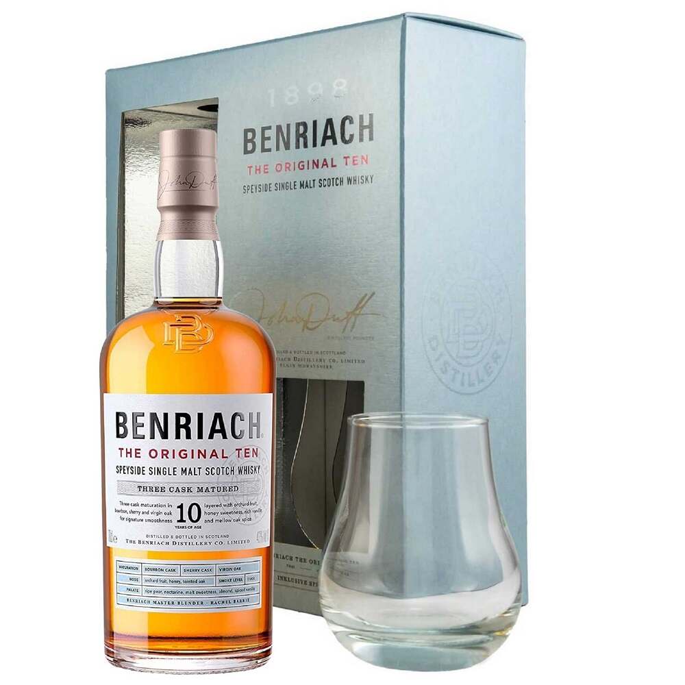Benriach 10 Geschenkpackung Vol. Jahre Ltr. mit Sprit Whisky | 0,7 Glas 43 Schleuder 