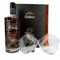 Malteco 25 Jahre Geschenkset mit 2 Gläsern 0,7 Ltr. Flasche, 40% Vol. Rum