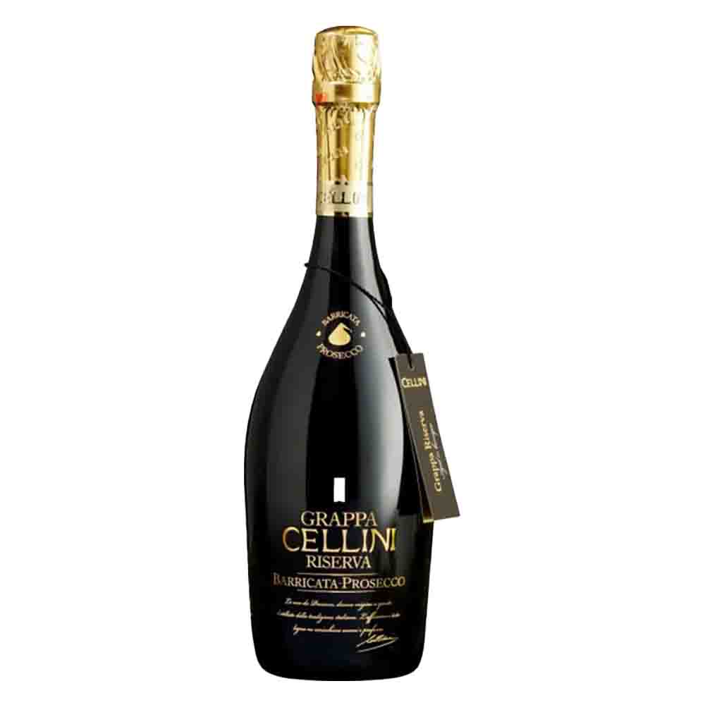 Flasche, 0,70 Grappa di 38% Prosecco Cellini Ltr. Barricata Riserva