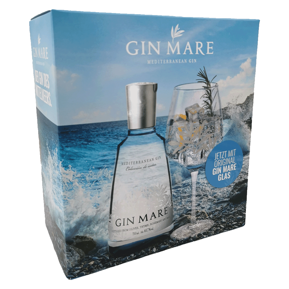 Gin Mare Set mit 1 Glas Mediterranean Gin 0,7 Ltr. 42,7% Vol. | Sprit  Schleuder