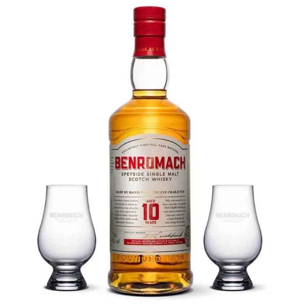 Benromach 10 Jahre mit 2 Gläser im Geschenkset Whisky 46 % Vol. 0,7 Ltr.