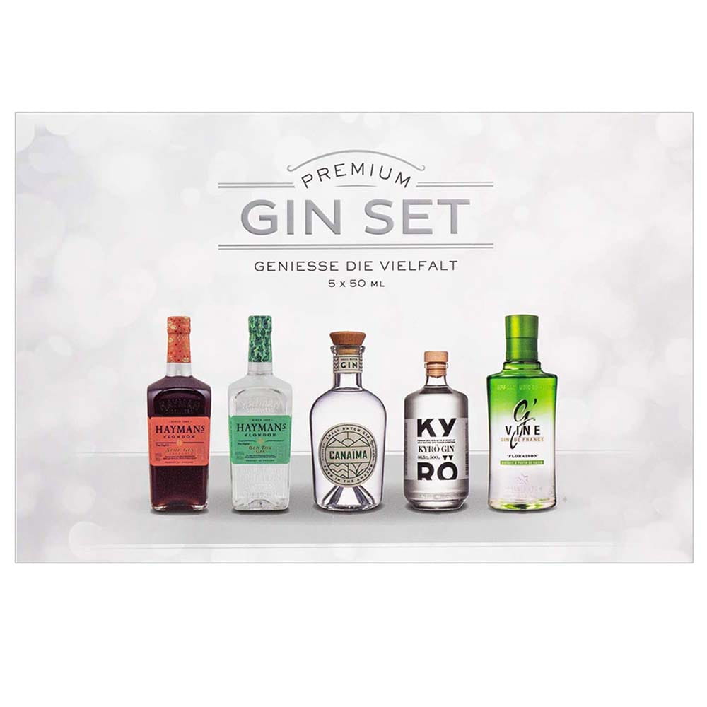Gin Tasting Ltr. 5 je 0,05 0,25 | Ltr. Gins Premium Schleuder mit Sprit Box
