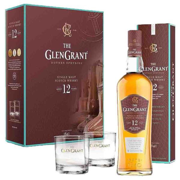 Glen Grant 12 Jahre + 2 Gläser 43% Vol. 0,7 Ltr. Flasche