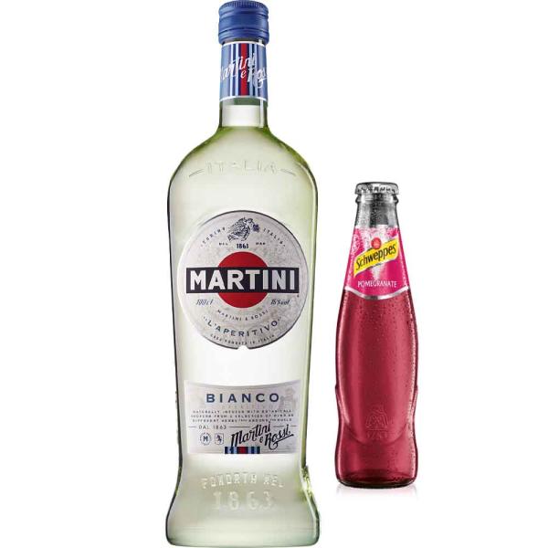 Martini Bianco + Schweppes Pomegranate 1,0 Ltr. Flasche, 14,4% vol.- 0,2 Ltr.