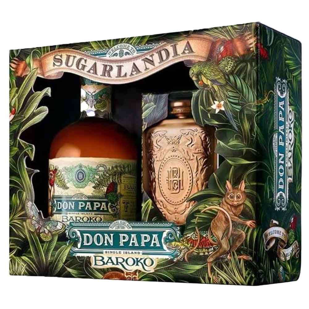 Don Papa Baroko + Hip Flask ( Flachmann ) 40% Vol. 0,7 Ltr. Flasche | Sprit  Schleuder | Rum