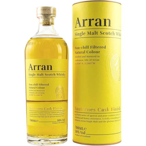 The Arran Sauternes Cask Finish, Non Chill Fil. 0,70Ltr. 50% Vol. Whisky mit Geschenkpackung