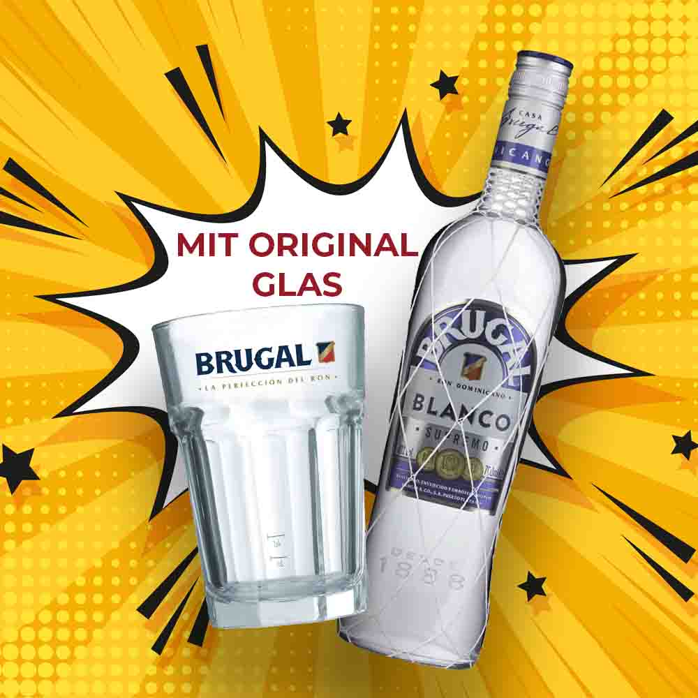 Brugal Blanco 0,7l Schleuder Supremo Sprit mit Glas 