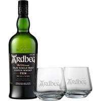 Ardbeg 10 Islay Single Malt Whisky mit 2 Gläsern 0,70 Ltr. Flasche 46% Vol.